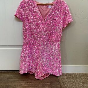 Pink sequin romper
